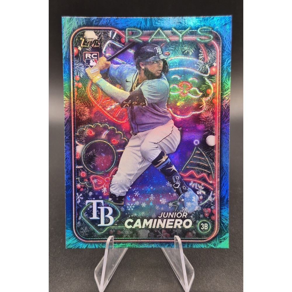 2024 Topps Holiday Junior Caminero #H-25 Rookie Blue Tree Foil (RC) TB Rays